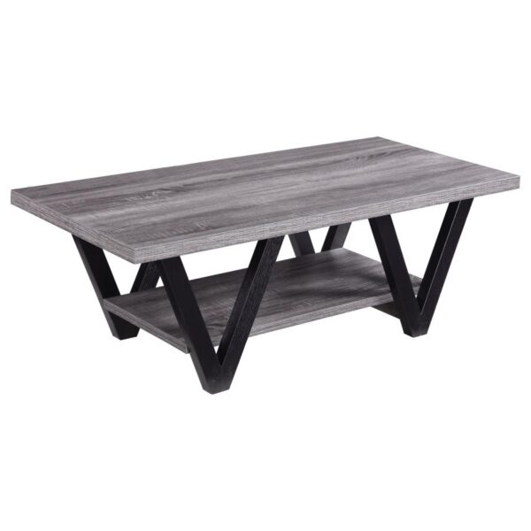 Stevens V-shaped Coffee Table Black and Antique Grey 705398 By Coaster Furniture 8
