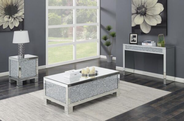 Gillian Square End Table Silver and Clear Mirror 722497 By Coaster Furniture 10