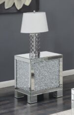Gillian Square End Table Silver and Clear Mirror 722497 By Coaster Furniture 11