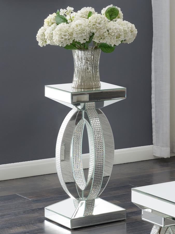Amalia Square End Table with Lower Shelf Clear Mirror 722517 By Coaster Furniture