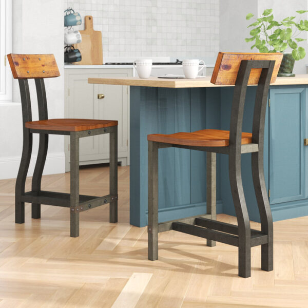 Rustic brown and gunmetal Holverson Collection Counter Height Chair By Homelegance 12