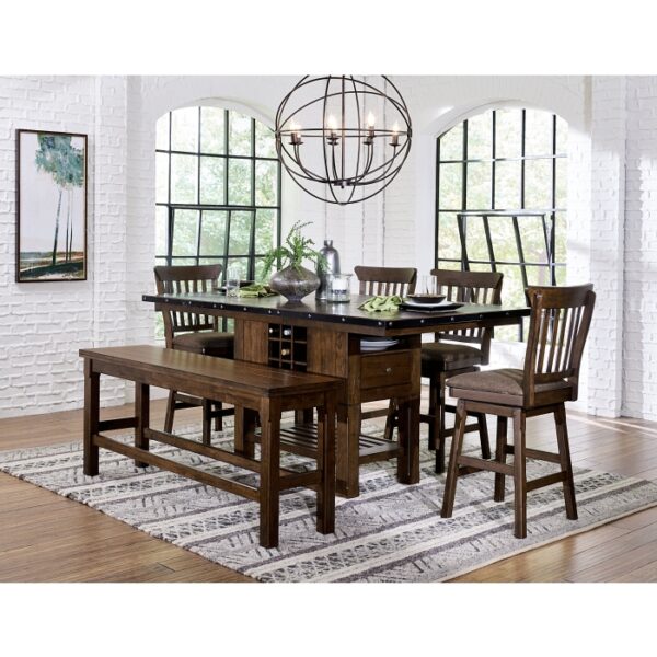 Dark Brown Schleiger Collection Swivel Counter Height Chair By Homelegance 11
