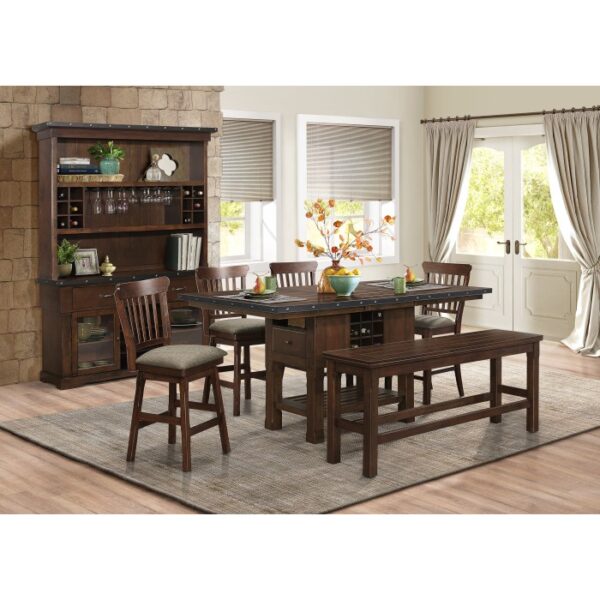 Dark Brown Schleiger Collection Swivel Counter Height Chair By Homelegance 12