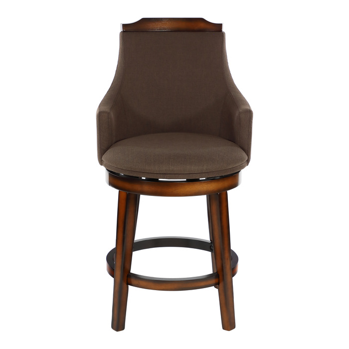 Burnished oak chocolate fabric Bayshore Collection Swivel Counter Height Chair By Homelegance