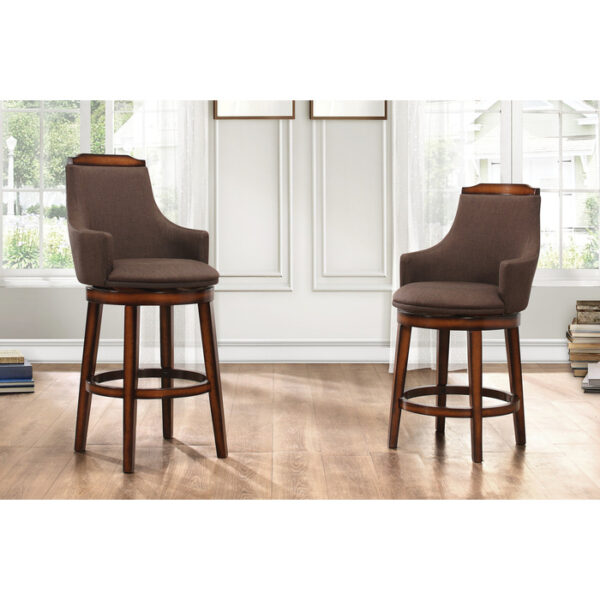 Burnished oak chocolate fabric Bayshore Collection Swivel Counter Height Chair By Homelegance 16