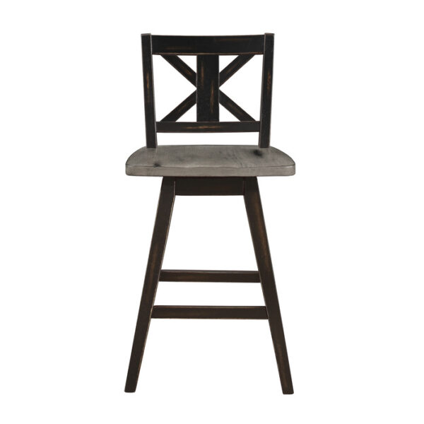 Distressed gray and black Amsonia Collection Swivel Counter Height Chair By Homelegance 10