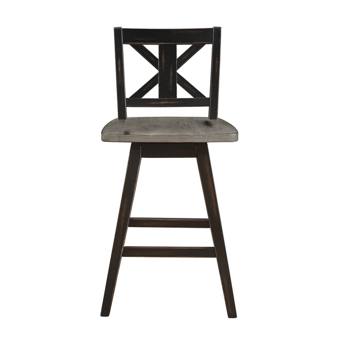 Distressed gray and black Amsonia Collection Swivel Counter Height Chair By Homelegance