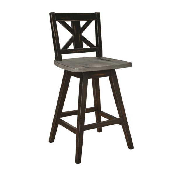 Distressed gray and black Amsonia Collection Swivel Counter Height Chair By Homelegance 11