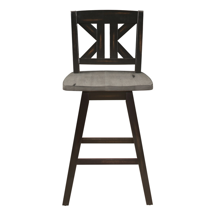 Distressed gray and black Amsonia Collection K Design Swivel Counter Height Chair By Homelegance