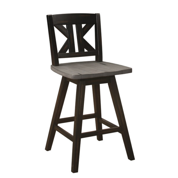 Distressed gray and black Amsonia Collection K Design Swivel Counter Height Chair By Homelegance 11