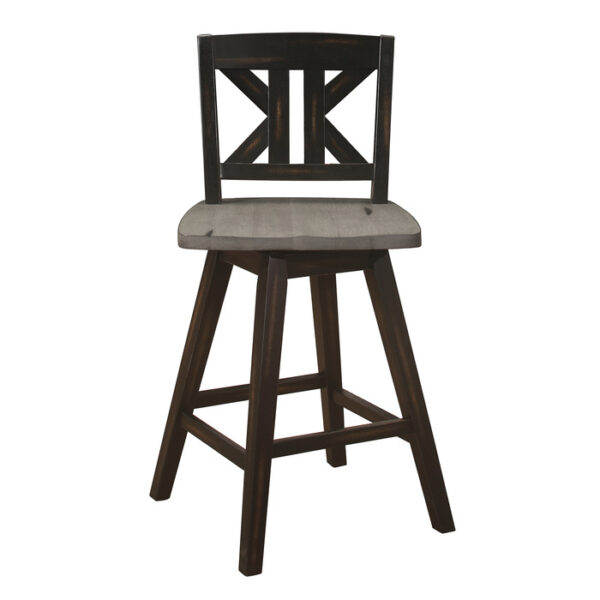 Distressed gray and black Amsonia Collection K Design Swivel Counter Height Chair By Homelegance 13