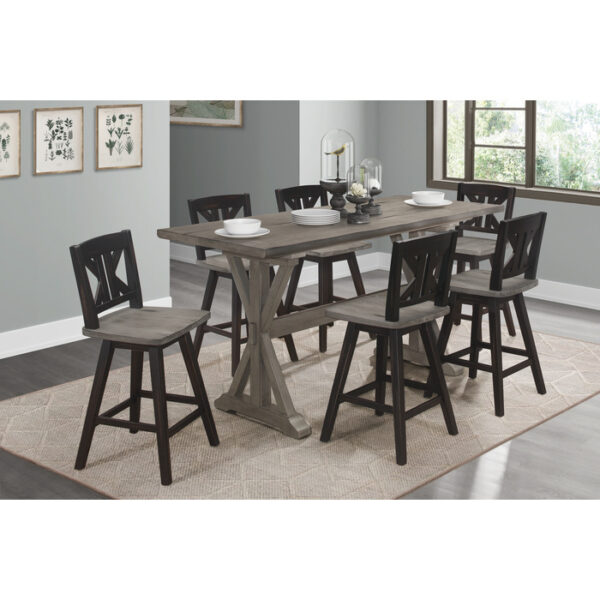Distressed gray and black Amsonia Collection K Design Swivel Counter Height Chair By Homelegance 14