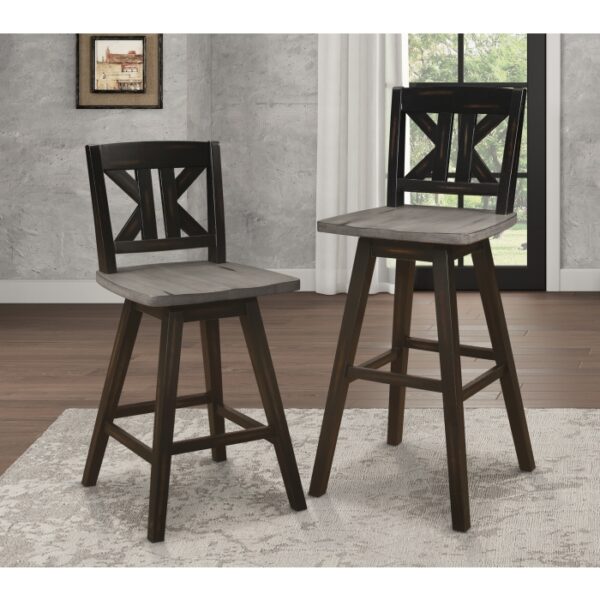 Distressed gray and black Amsonia Collection K Design Swivel Counter Height Chair By Homelegance 15