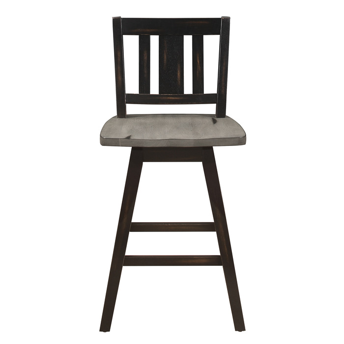 Distressed gray and black Amsonia Collection Slat Back Swivel Counter Height Chair By Homelegance