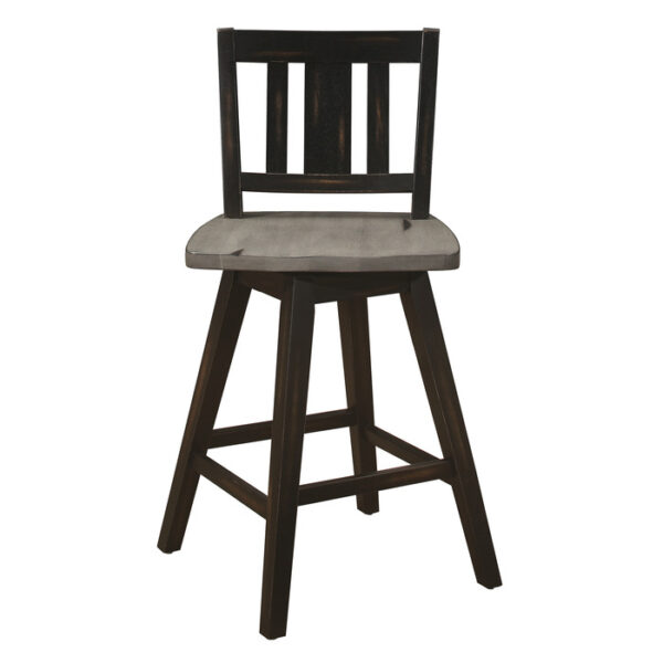 Distressed gray and black Amsonia Collection Slat Back Swivel Counter Height Chair By Homelegance 14