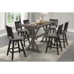 Distressed gray and black Amsonia Collection Slat Back Swivel Counter Height Chair By Homelegance Counter Chair Mobilia Cleopatra 23 Distressed gray and black Amsonia Collection Slat Back Swivel Counter Height Chair By Homelegance 23
