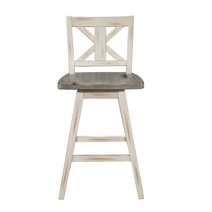 Distressed gray and White Amsonia Collection Swivel Counter Height Chair By Homelegance