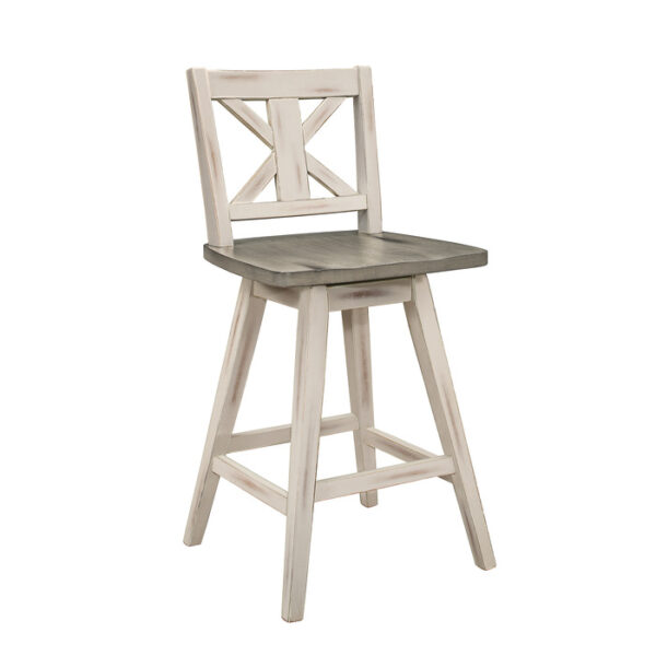 Distressed gray and White Amsonia Collection Swivel Counter Height Chair By Homelegance 10