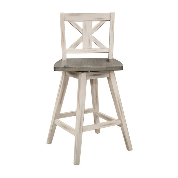 Distressed gray and White Amsonia Collection Swivel Counter Height Chair By Homelegance 11