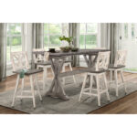 Distressed gray and White Amsonia Collection Swivel Counter Height Chair By Homelegance 18