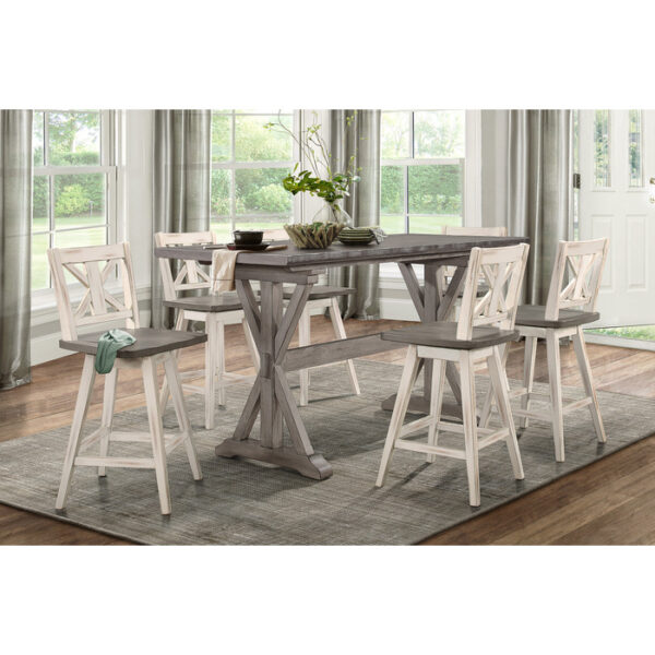 Distressed gray and White Amsonia Collection Swivel Counter Height Chair By Homelegance 12