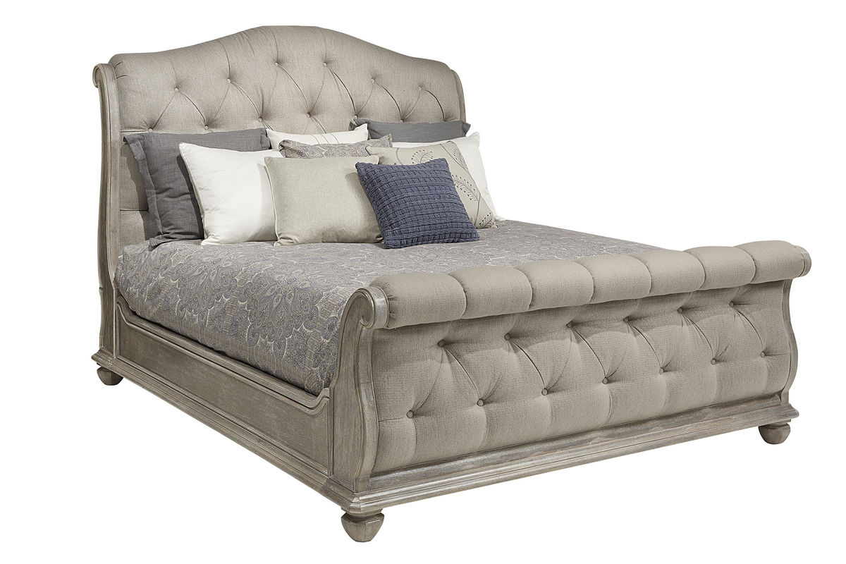 Summer Creek Shoals 6/0 Upholstery Natural Tufted Sleigh Bed By Art Furniture