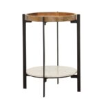 Adhvik Round Accent Table with Marble Shelf Natural and Black 931218 By Coaster Furniture 13