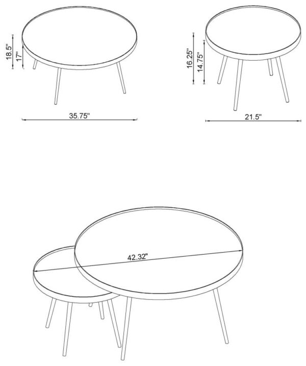 Kaelyn 2-piece Mirror Top Nesting Coffee Table Mirror and Gold 723918 By Coaster Furniture 10
