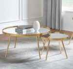 Kaelyn 2-piece Mirror Top Nesting Coffee Table Mirror and Gold 723918 By Coaster Furniture 11