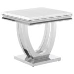 Kerwin U-base Square End Table White and Chrome 708537 By Coaster Furniture 16