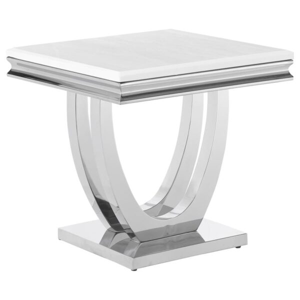 Kerwin U-base Square End Table White and Chrome 708537 By Coaster Furniture 10