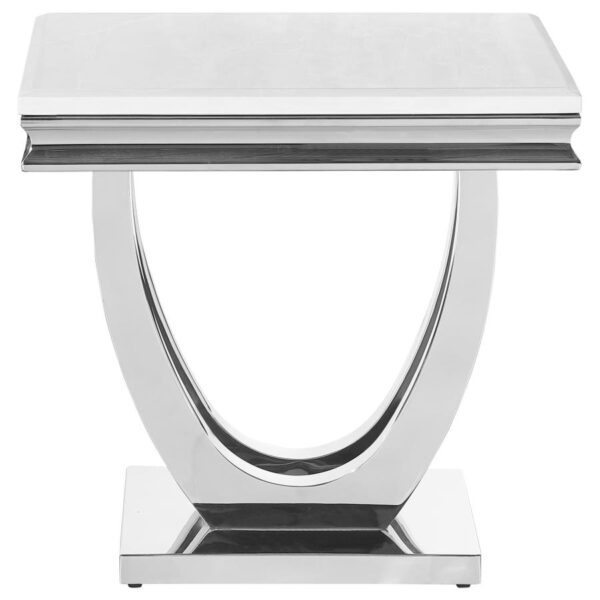 Kerwin U-base Square End Table White and Chrome 708537 By Coaster Furniture 11