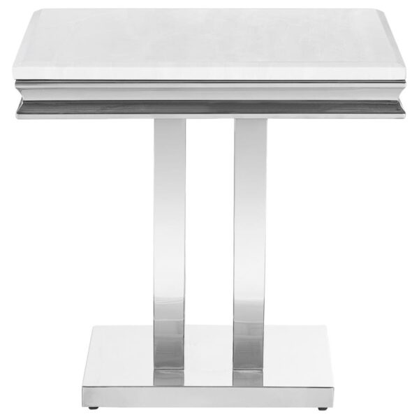 Kerwin U-base Square End Table White and Chrome 708537 By Coaster Furniture 12