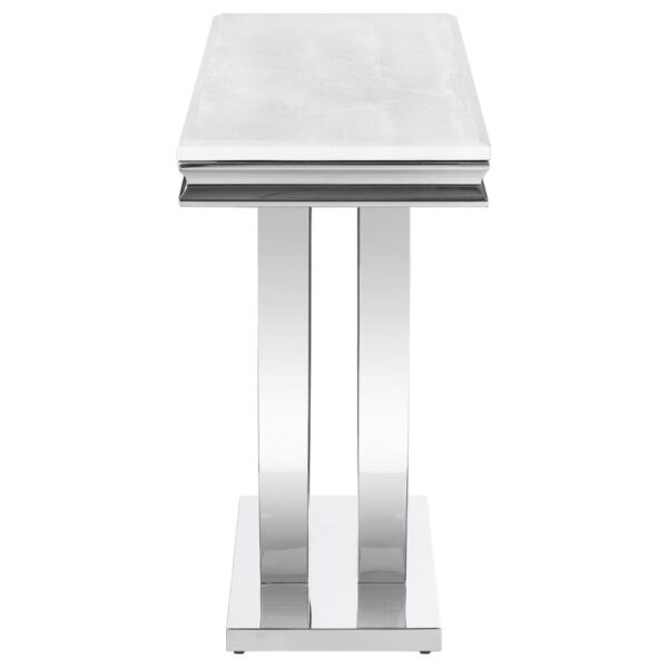 Kerwin U-base Rectangle Sofa Table White and Chrome 708539 By Coaster Furniture 12