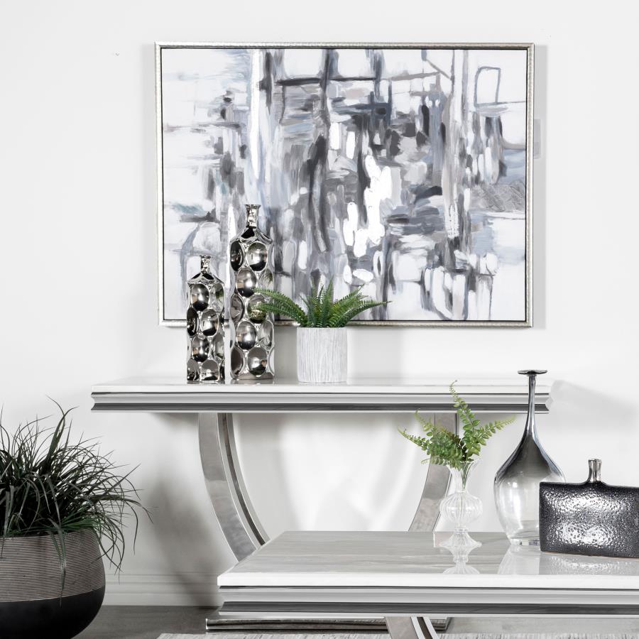 Kerwin U-base Rectangle Sofa Table White and Chrome 708539 By Coaster Furniture
