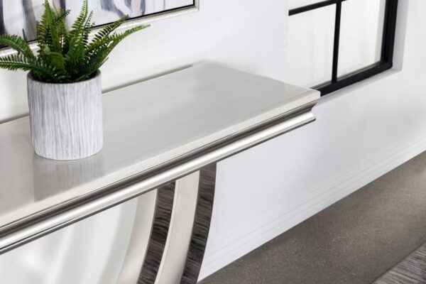Kerwin U-base Rectangle Sofa Table White and Chrome 708539 By Coaster Furniture 15