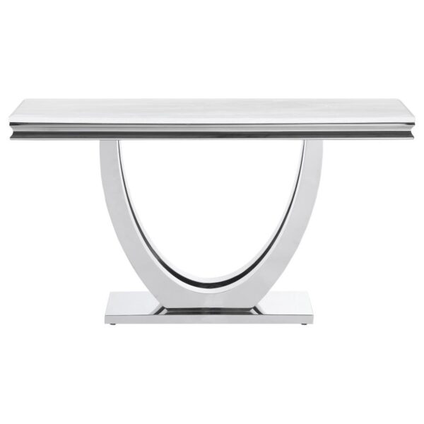 Kerwin U-base Rectangle Sofa Table White and Chrome 708539 By Coaster Furniture 13