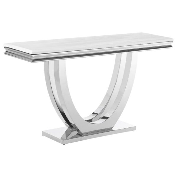 Kerwin U-base Rectangle Sofa Table White and Chrome 708539 By Coaster Furniture 18