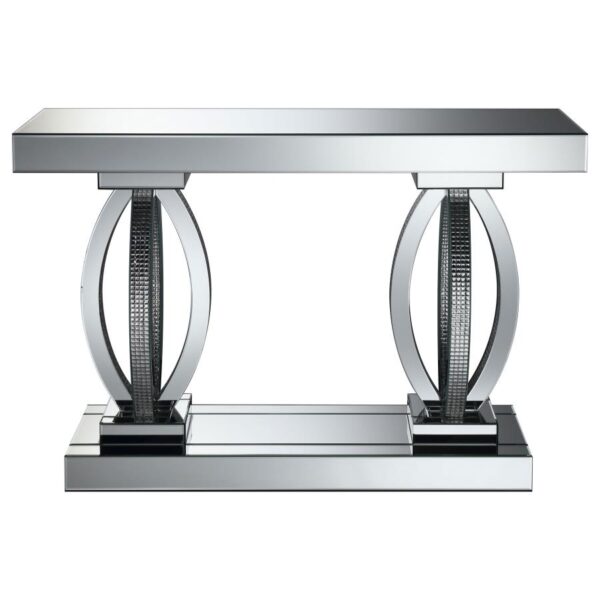 Amalia Rectangular Sofa Table with Shelf Clear Mirror 722519 By Coaster Furniture 11