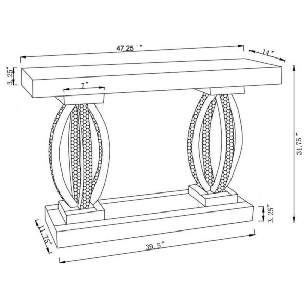 Amalia Rectangular Sofa Table with Shelf Clear Mirror 722519 By Coaster Furniture 13