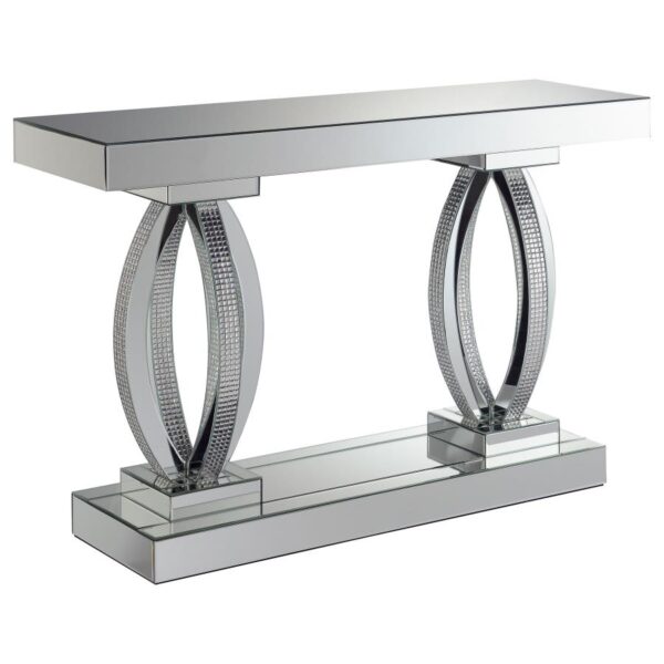 Amalia Rectangular Sofa Table with Shelf Clear Mirror 722519 By Coaster Furniture 10