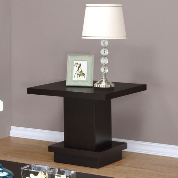 Reston Pedestal Square End Table Cappuccino 705167 By Coaster Furniture 8