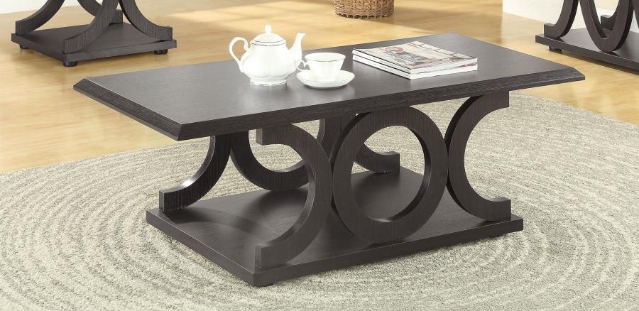 Shelly C-shaped Base Coffee Table Cappuccino 703148 By Coaster Furniture