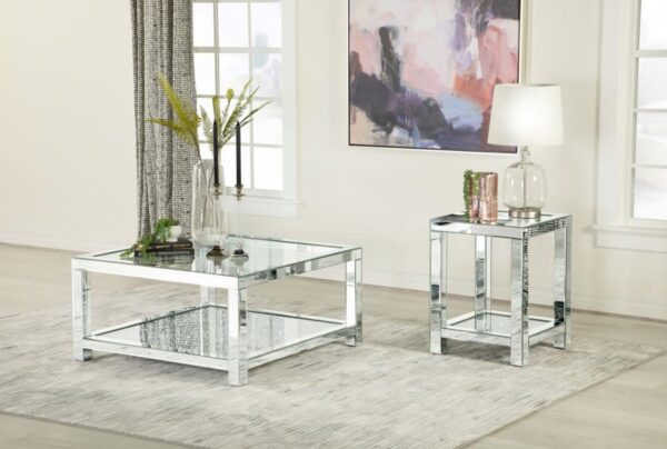 Valentina Square End Table with Glass Top Mirror 736217 By Coaster Furniture 11