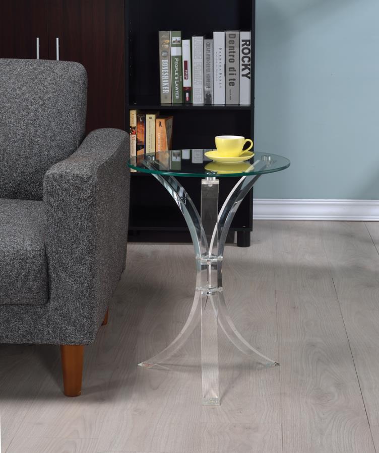 Emmett Round Accent Table Clear 900490 By Coaster Furniture