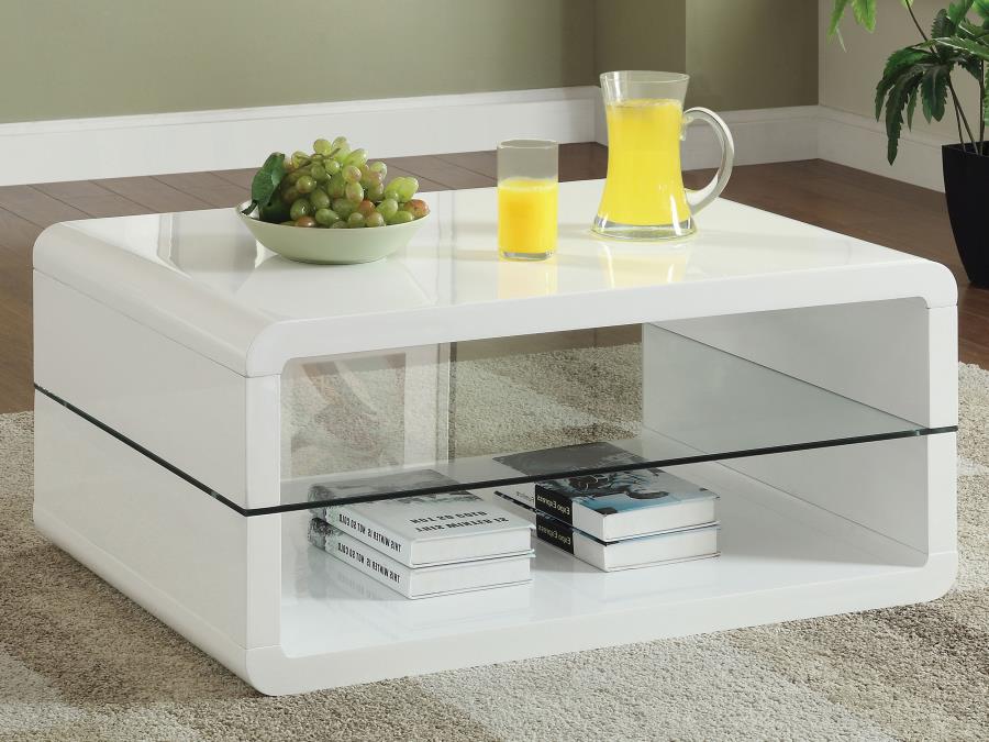 Elana Rectangle 2-shelf Coffee Table Glossy White 703268 By Coaster Furniture 6
