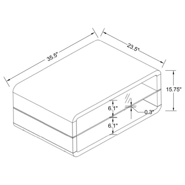 Elana Rectangle 2-shelf Coffee Table Glossy White 703268 By Coaster Furniture 8