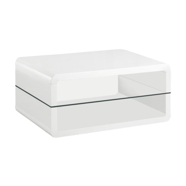 Elana Rectangle 2-shelf Coffee Table Glossy White 703268 By Coaster Furniture 7