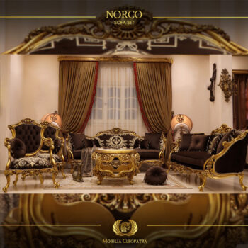 4Pcs Handmade Norco Brown Gold Sofa Set