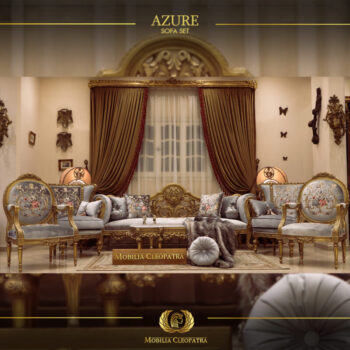 5Pcs Handmade Azure Gray Gold Sofa Set